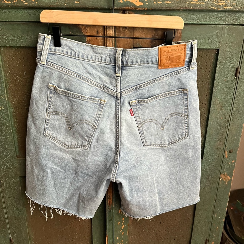Levi's Premium Ribcage Bermuda Denim Shorts in Burst - Picture 6 of 12